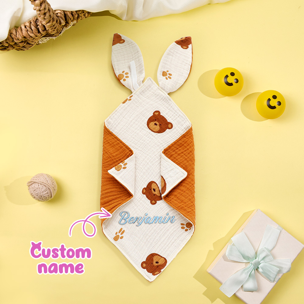 Personalized Soothe Towel Bibs Cute Soft Sleeping Towel with Embroidered Name Gifts for Baby