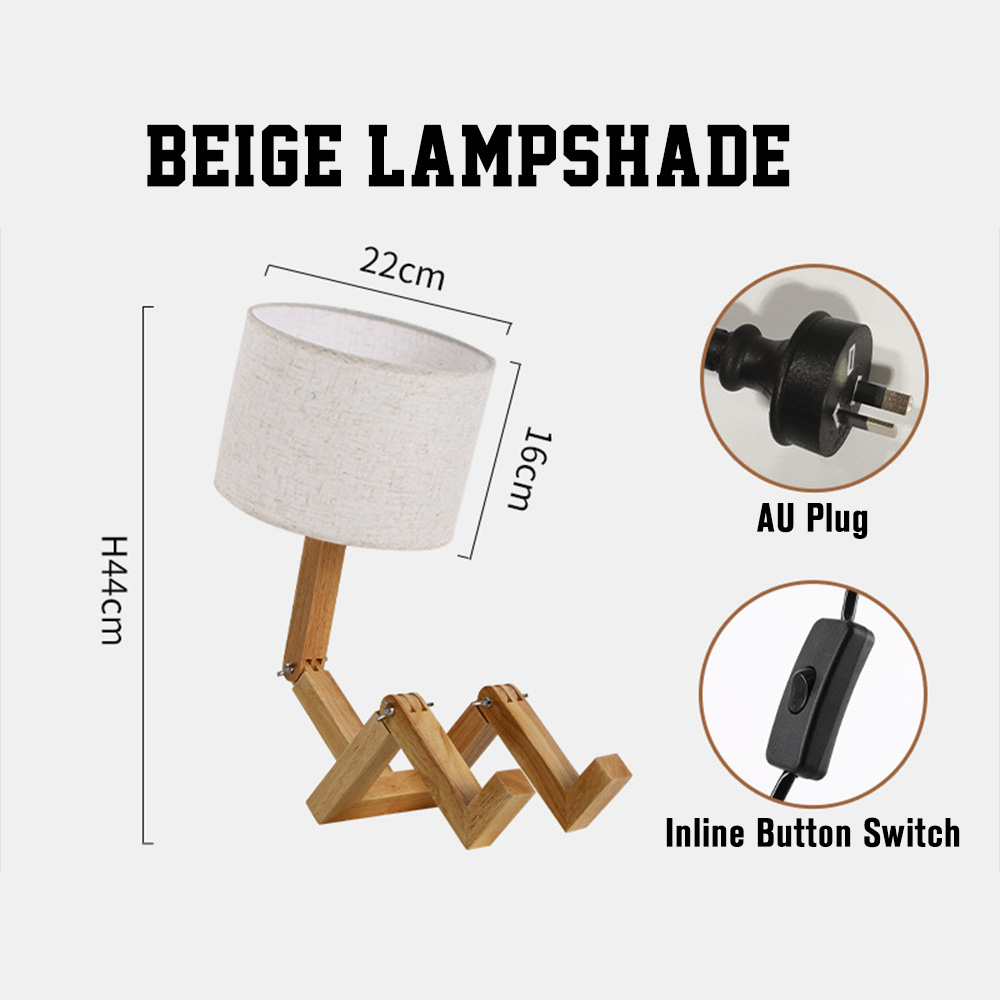 Wooden Robot Table Lamp – Creative Bedside Lamp for Bedroom Artistic Decor Light for Living Room Birthday & Christmas Gift