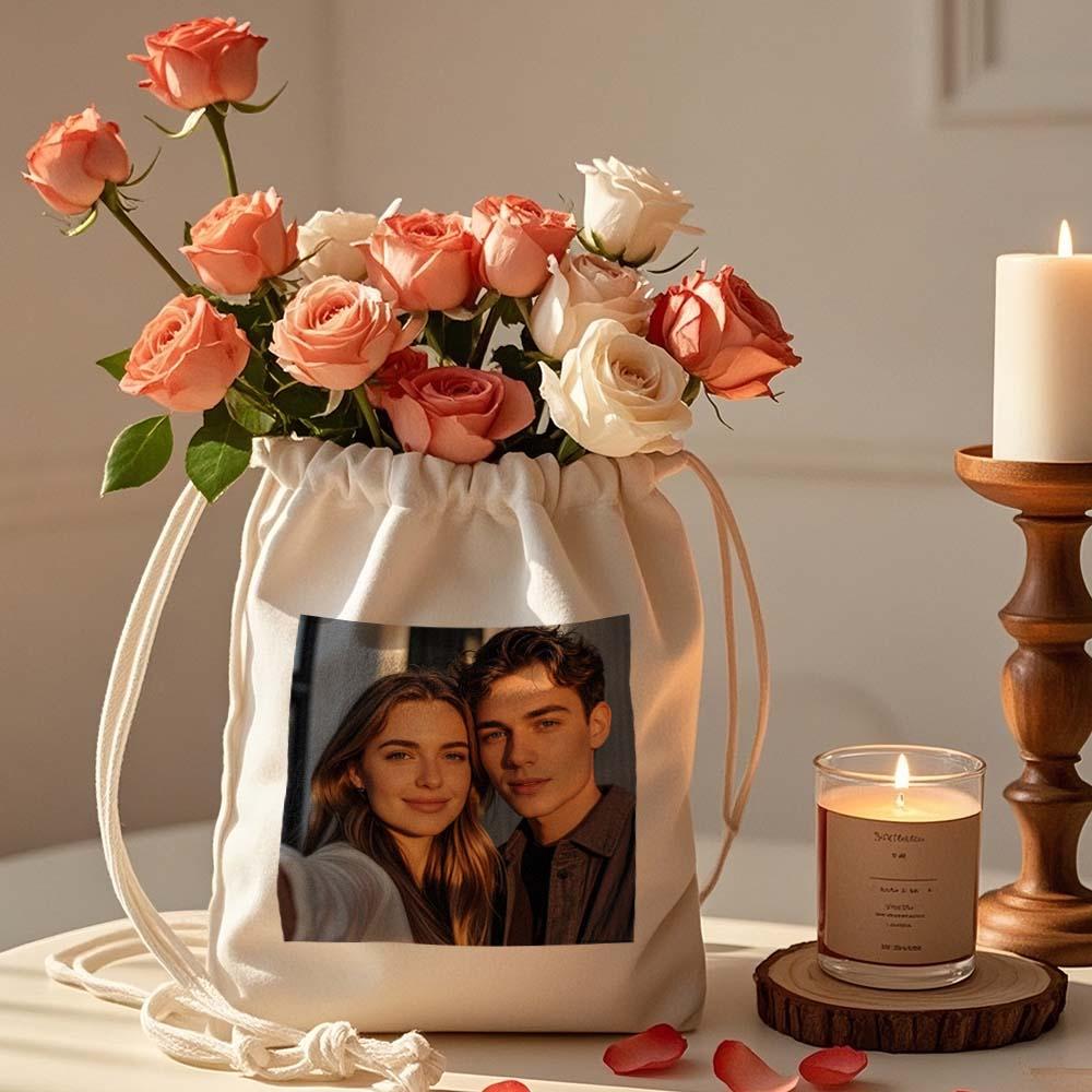 Custom Photo Drawstring Canvas Bag – Perfect for Travel & Daily Storage