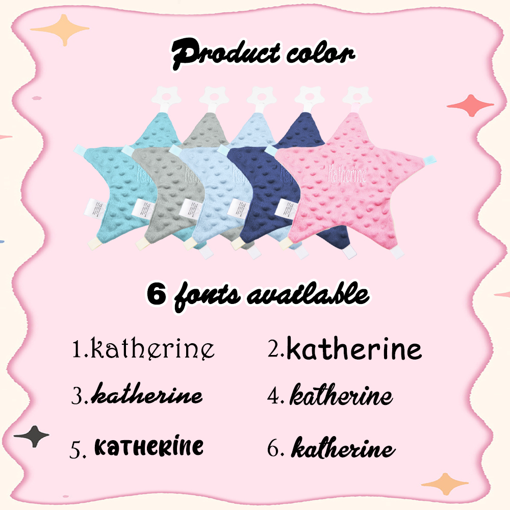 Personalized Baby Soothing Towel Soft Sleeping Star Towel with Embroidered Name Gift for Baby