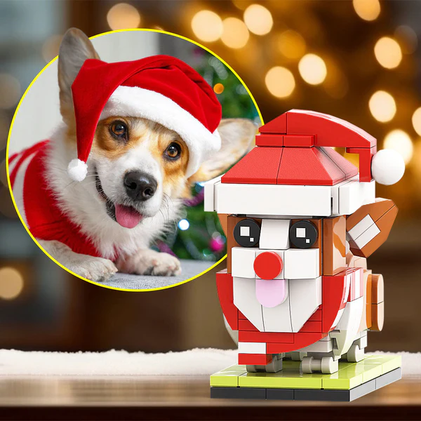 Christmas Corgi Fully Body Puppy Customizable Corgi 1 Dog Photo Custom Brick Figures Small Particle Block