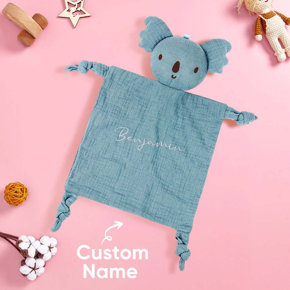 Personalized Baby Soothing Towel Soft Sleeping Animal Towel with Embroidered Name Gift for Baby