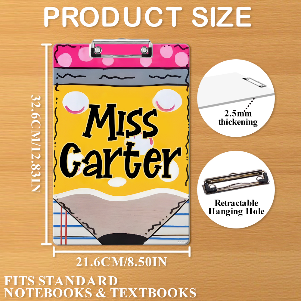 Custom Text Name Folder with Pencil Design – Teacher's Day & Back to School Gift