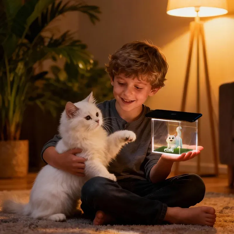 Pet Cartoon Holographic Lumina Boxes High-Transmittance Holographic Material Image DIY Pet Holographic House For Dogs/Cats