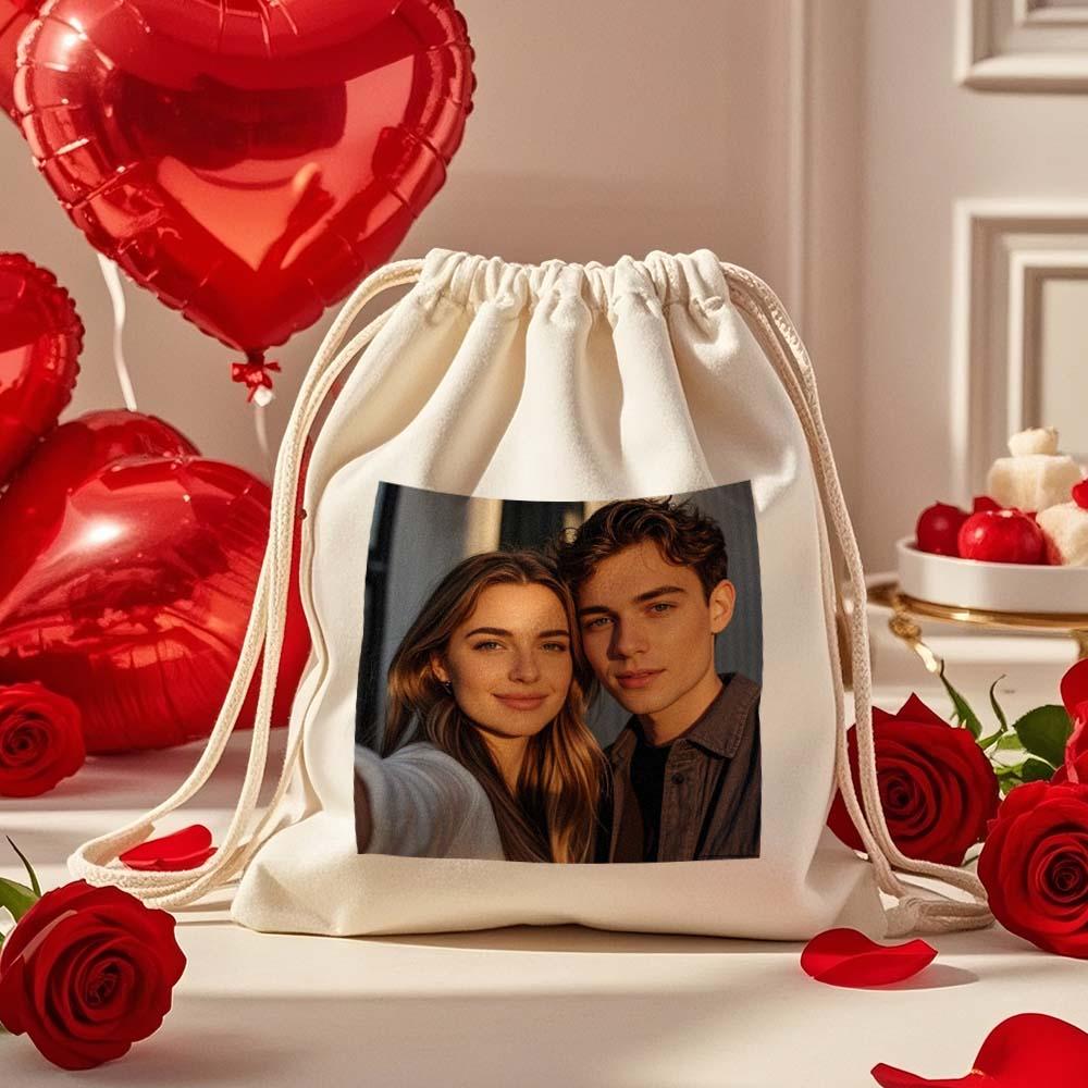 Custom Photo Drawstring Canvas Bag – Perfect for Travel & Daily Storage