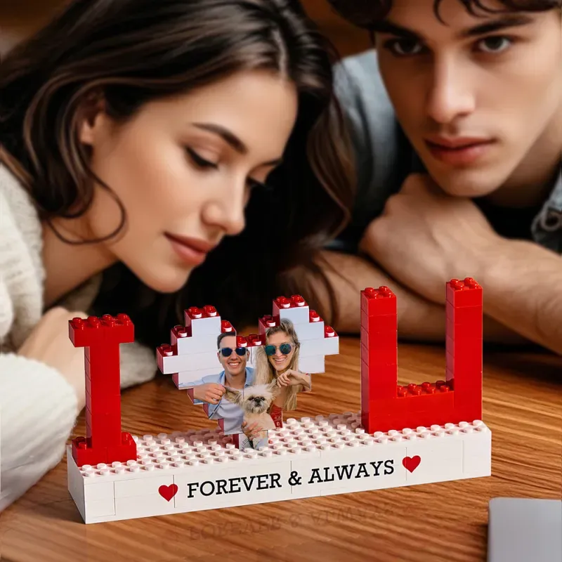 Personalized I Love You Photo Building Brick Puzzles Custom Text Photo Block Gift for Lover