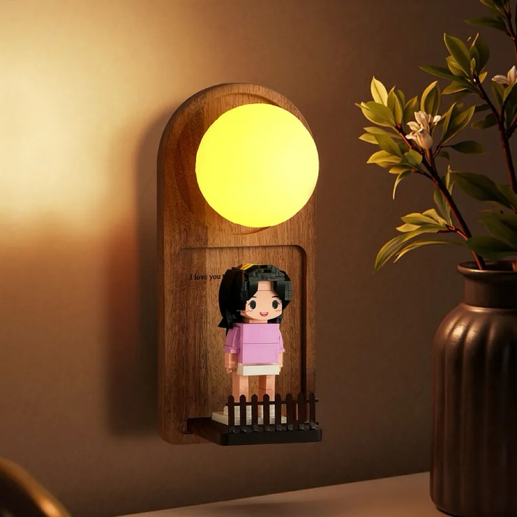 Custom Name & Photo Brick Figure Night Light Personalized Family Night Light Best Gift