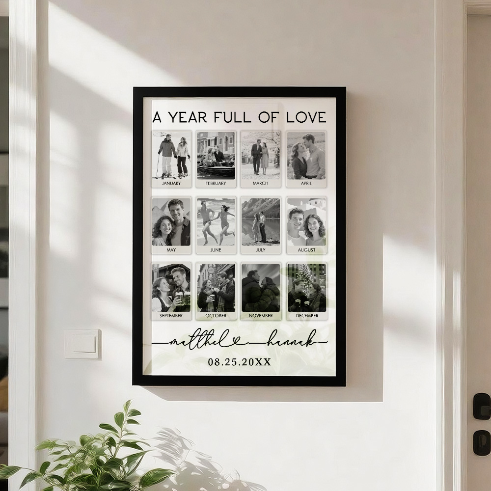 Custom Photo & Text Black & White Style Wooden Frame – Personalized Anniversary Keepsake Gift