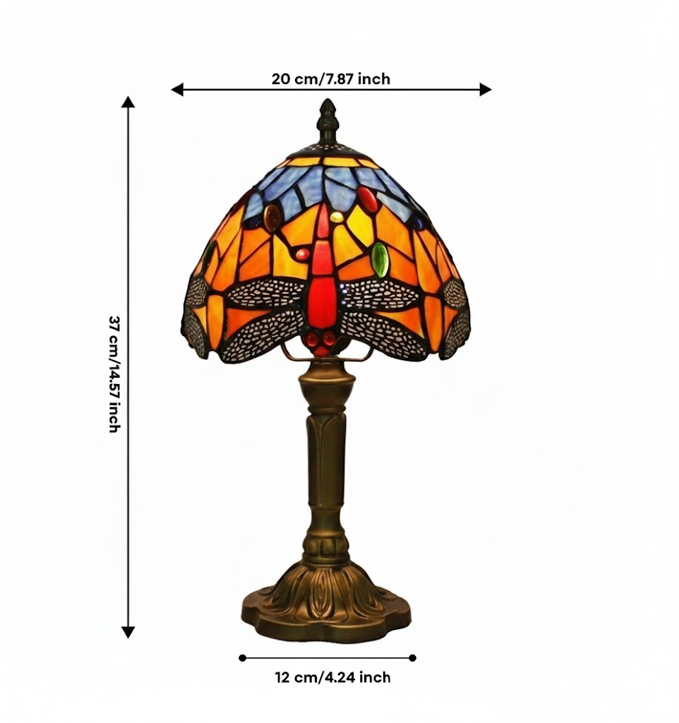 Tiffany-style Stained Table Lamp Vintage Bedside Reading Light Retro Ambient Home Decor
