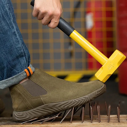 (Multiple Protection👍)High Quality Work Boots - Super Wear-Resistant Leather Material Kevlar Sole Anti-Impact Steel Toe Orthotic Insole-SCSLUXE