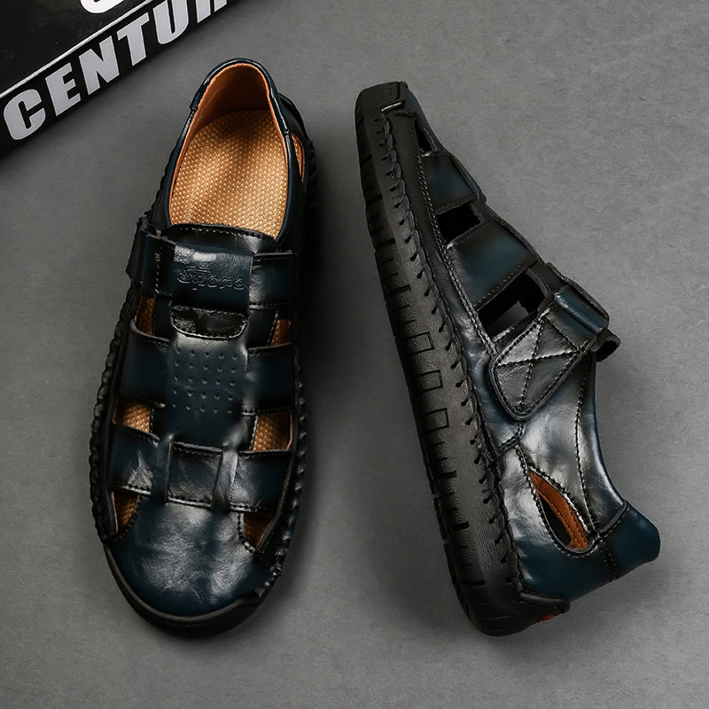 (⏰LAST DAY! 49% OFF 🔥) Men's Orthopedic Leather Fisherman Sandals | Breathable Closed-Toe Adjustable Outdoor Summer Comfort & Pain Relief-SCSLUXE