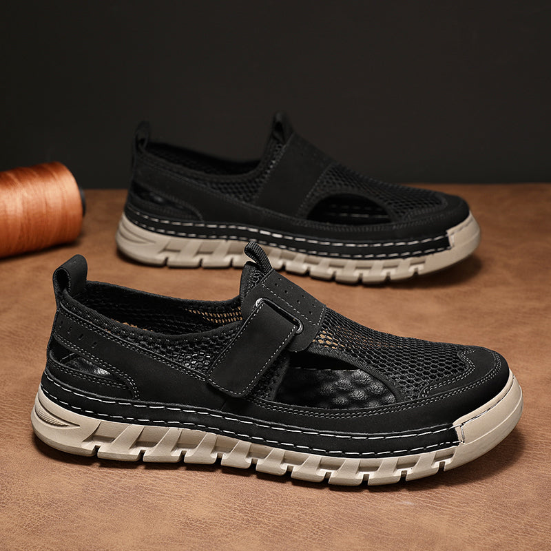 (⏳49% OFF)Men's Mesh Fisherman Sandals – Hook & Loop, Non-Slip for Wading & Fishing