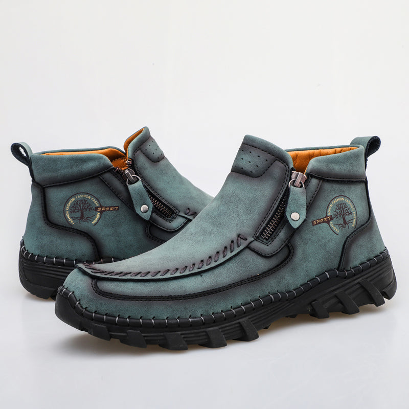 (⏰NOW ON: 49% OFF Sale! 🔥)Men's Premium Motorcycle Boots – Hand-Stitched Genuine Leather, USMCA Recommended - Wide Toe, Waterproof, Anti-Slip, Anti-Sprain, Ortho Support, Suitable for Riding, Work, Driving, Hiking-SCSLUXE