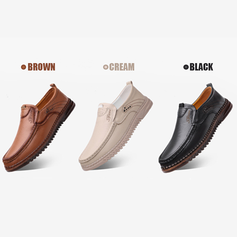 Slip-On Genuine Leather Loafers: Breathable Soft Calfskin, Cloud Cushion Sole for Driving & Business Casual-SCSLUXE