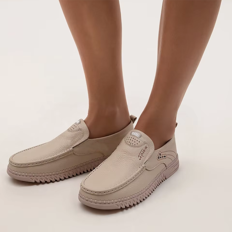 Slip-On Genuine Leather Loafers: Breathable Soft Calfskin, Cloud Cushion Sole for Driving & Business Casual-SCSLUXE