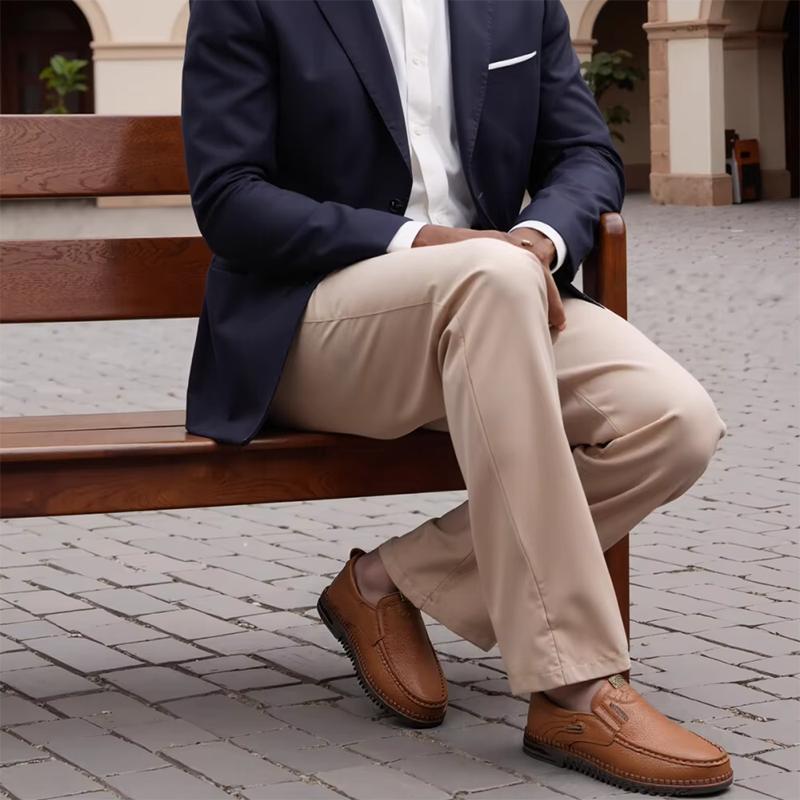 Slip-On Genuine Leather Loafers: Breathable Soft Calfskin, Cloud Cushion Sole for Driving & Business Casual-SCSLUXE