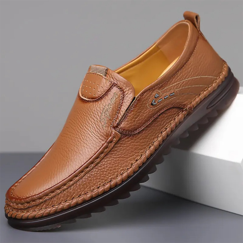 Slip-On Genuine Leather Loafers: Breathable Soft Calfskin, Cloud Cushion Sole for Driving & Business Casual-SCSLUXE