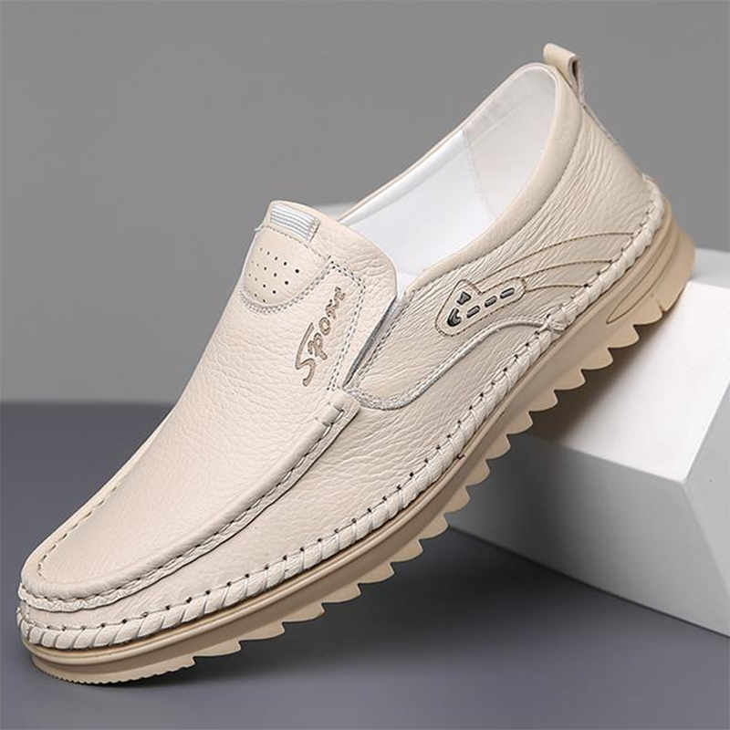 Slip-On Genuine Leather Loafers: Breathable Soft Calfskin, Cloud Cushion Sole for Driving & Business Casual-SCSLUXE