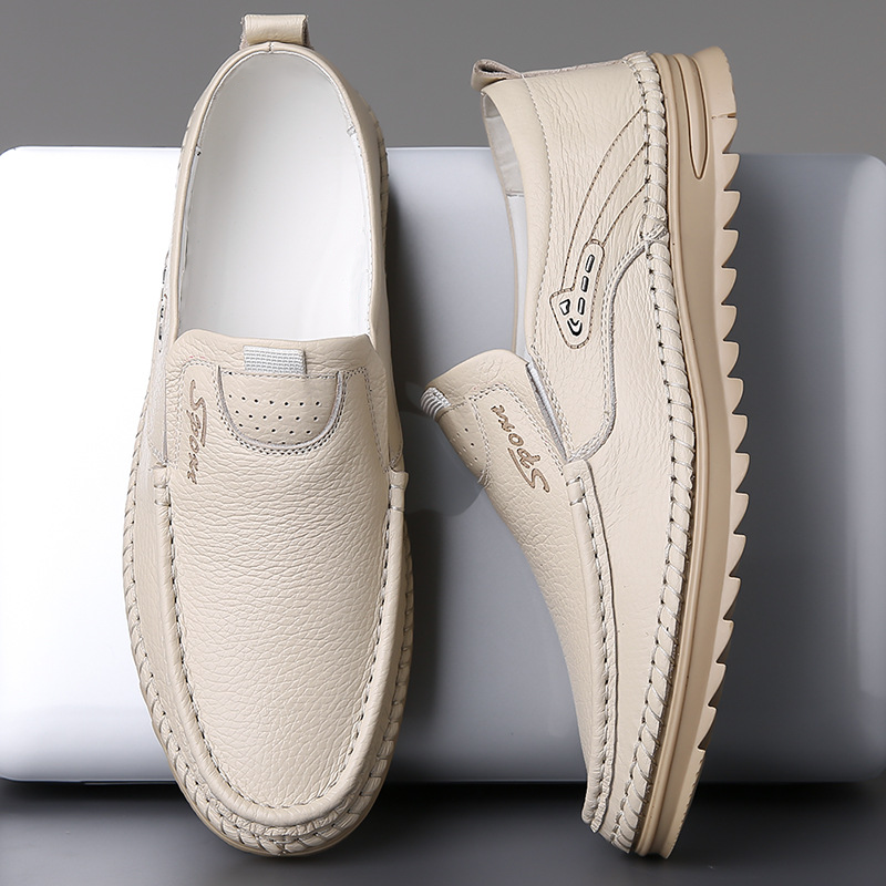 Slip-On Genuine Leather Loafers: Breathable Soft Calfskin, Cloud Cushion Sole for Driving & Business Casual-SCSLUXE