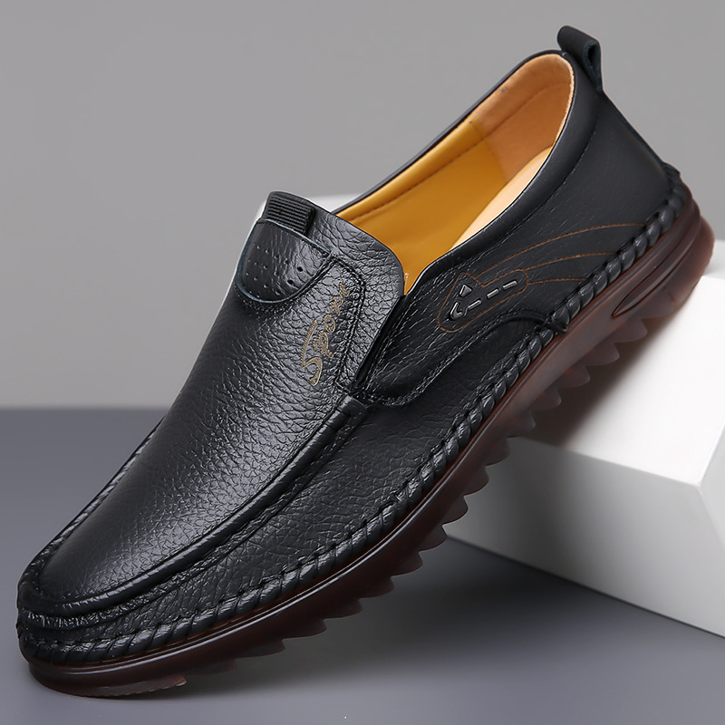 Slip-On Genuine Leather Loafers: Breathable Soft Calfskin, Cloud Cushion Sole for Driving & Business Casual-SCSLUXE