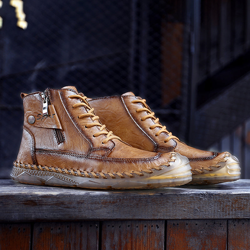 (⏰NOW ON:49% OFF Sale! 🔥)Men’s Leather Work & Motorcycle Chukka Boots – Durable, Lightweight, Non-Slip Sole with Ankle Support for Long Rides & Long Days-SCSLUXE