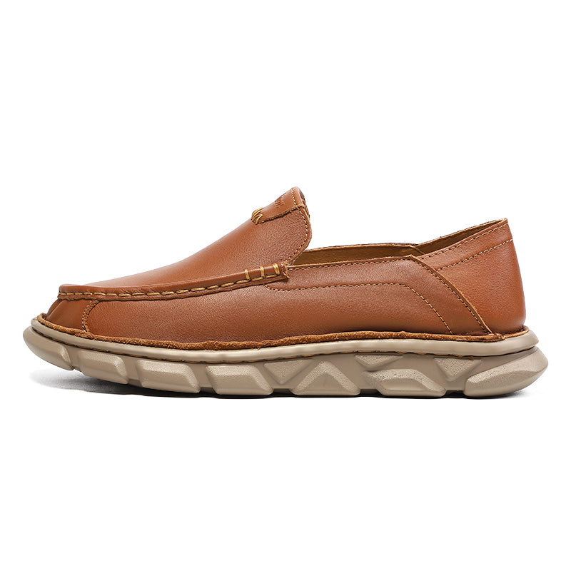 Handcrafted Leather Slip-On Loafers - Versatile Comfort-Focused Shoes