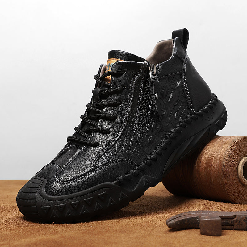 Men's Vintage Work Boots Outdoor - Handcrafted Stitching, Waterproof & Slip-Resistant