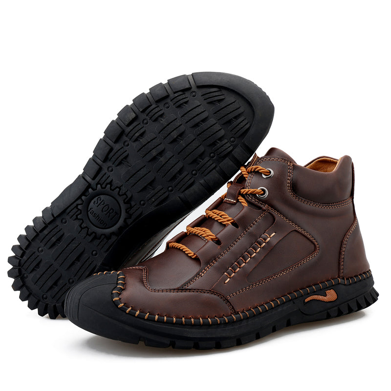 (⏰Limited Time Sale 70% OFF 🔥)Men’s Genuine Leather Hiking Boots Outdoor Casual Shoes Durable Hand-Stitched Wide Toe Work Ankle Support Walking Sneakers-SCSLUXE