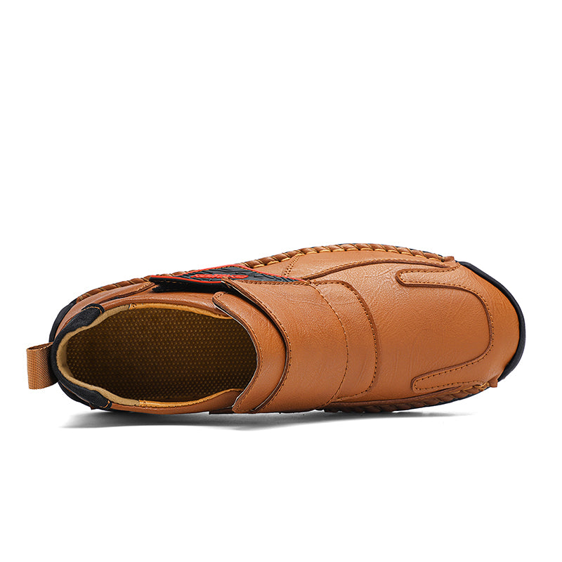 Mens Hand Stitching Leather Lace Up Ankle Boots Casual Vintage Non Slip Flats Arch Support Loafers for Hiking Walking Driving Chukka Boots-SCSLUXE