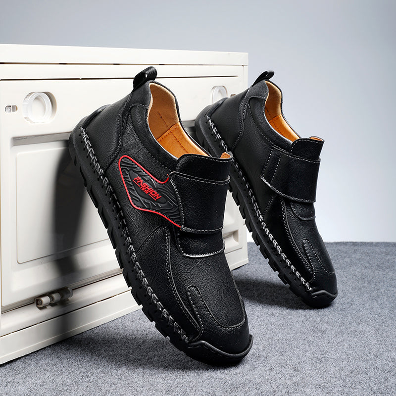 Mens Hand Stitching Leather Lace Up Ankle Boots Casual Vintage Non Slip Flats Arch Support Loafers for Hiking Walking Driving Chukka Boots-SCSLUXE