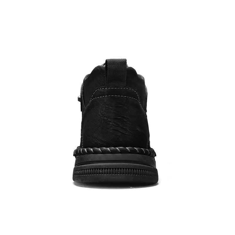 Mens Casual Leather Shoes Ankle Chukka Boots Slip On Lightweight Loafers Mid top Walking Driving Shoes for Male-SCSLUXE