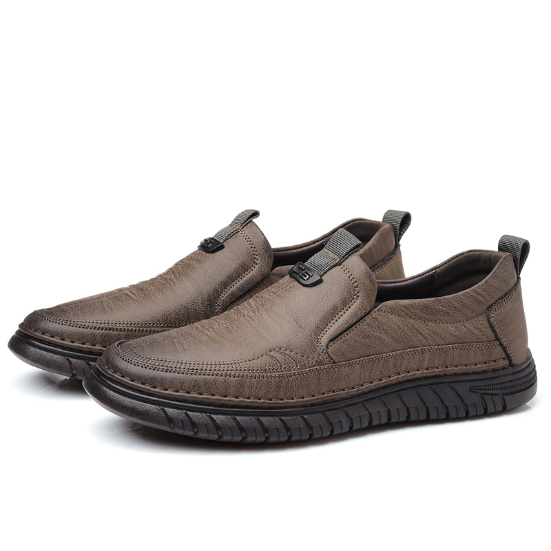 Slip-On Genuine Leather Loafers: Breathable Soft Calfskin, Cloud Cushion Sole for Driving & Business Casual-SCSLUXE