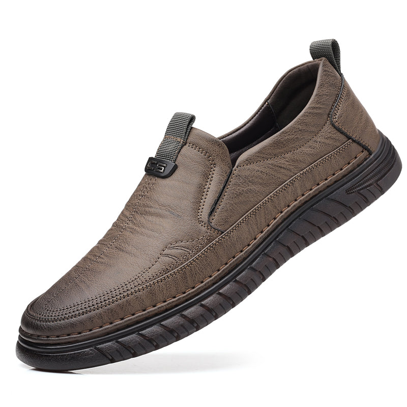 Slip-On Genuine Leather Loafers: Breathable Soft Calfskin, Cloud Cushion Sole for Driving & Business Casual-SCSLUXE