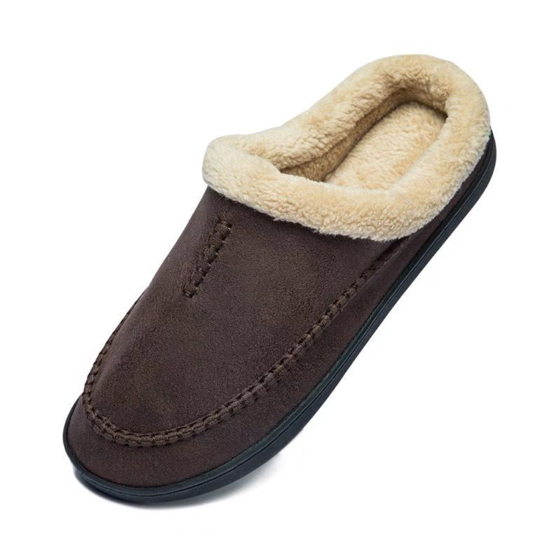 Men’s Warm Slip-On House Slippers – Fleece Lined, Non-Slip Sole for Indoor/Quick Outdoor Use