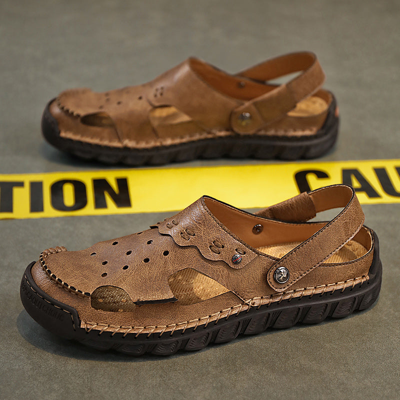 (⏰Last Day 49% OFF🔥)Men's 40+ Orthopedic Closed-Toe Sandals – Full-Grain Leather, Adjustable, Handmade for Fishing, Gardening & Daily Wear-SCSLUXE