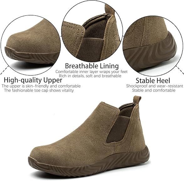 (Multiple Protection👍)High Quality Work Boots - Super Wear-Resistant Leather Material Kevlar Sole Anti-Impact Steel Toe Orthotic Insole-SCSLUXE