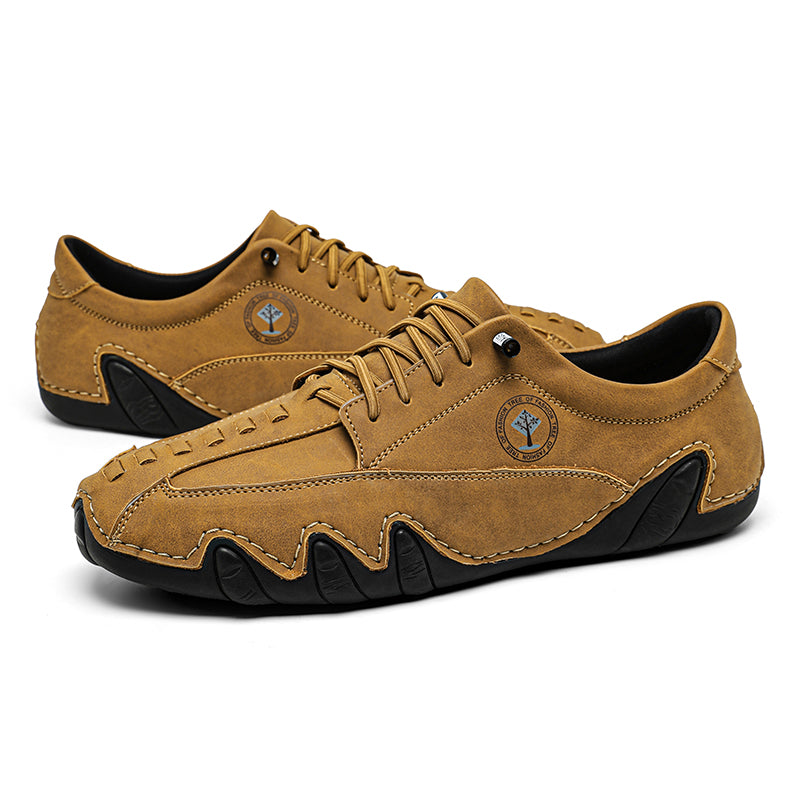 (⏰NOW ON: 49% OFF Independence Day Sale! 🔥)Mens Casual Shoes Summer Breathable Sneakers Loafers Walking Shoes Hand Made Lace-Up Leather Dress Flats Shoes for Driving Business Working Office-SCSLUXE