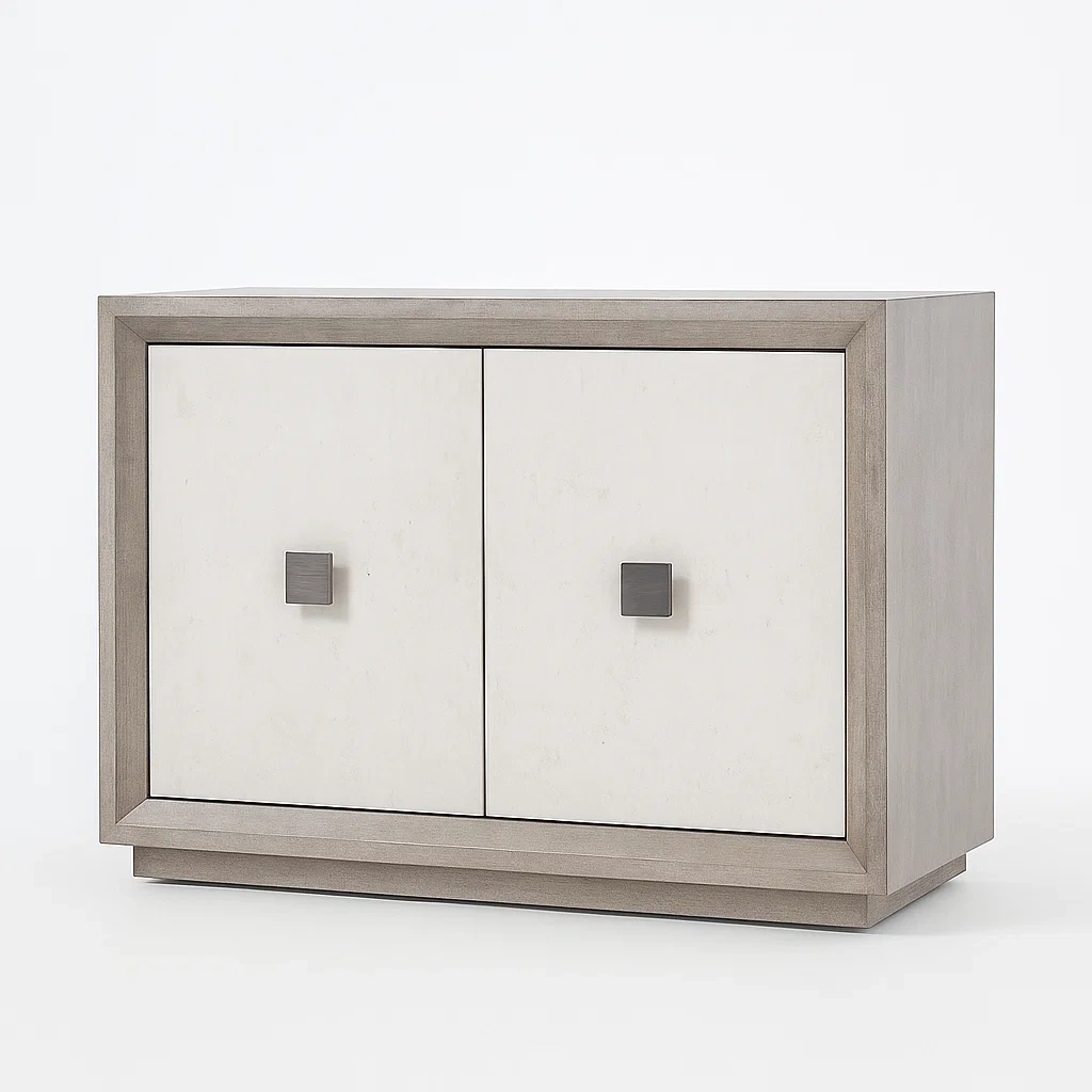 Meuble de rangement en bois avec deux portes chêne/écru