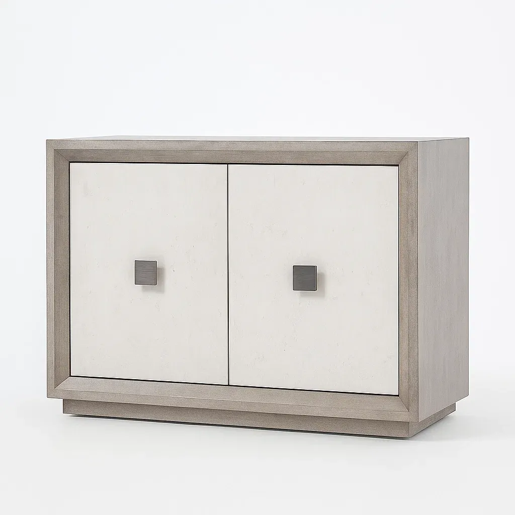 Meuble de rangement en bois avec deux portes chêne/écru