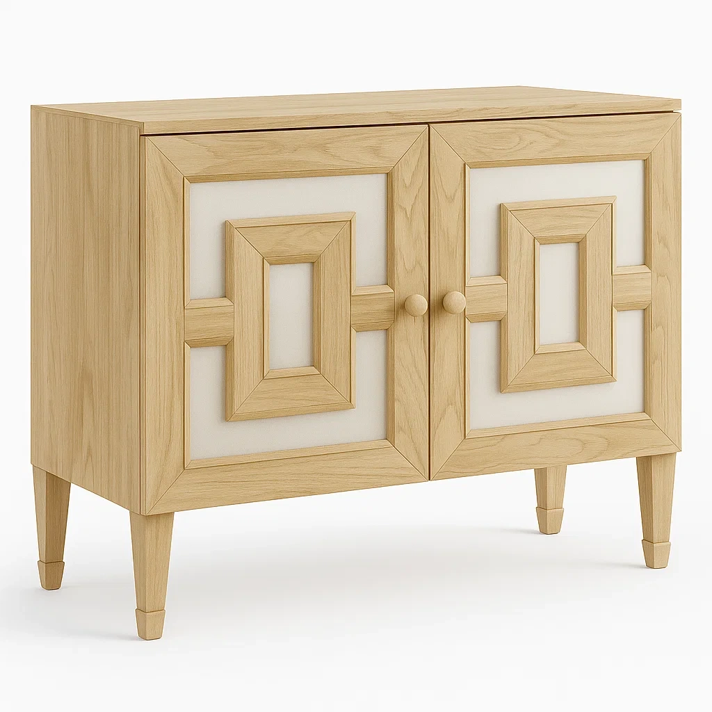 Meuble de rangement en bois et MDF avec portes deux tons (90x40x75 cm)