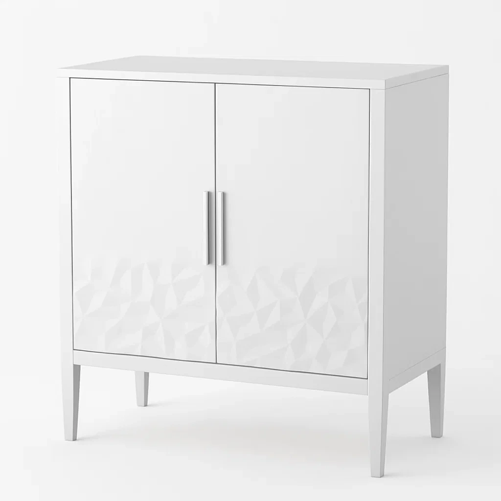 Meuble de rangement en bois blanc à deux portes (82x40x100 cm)