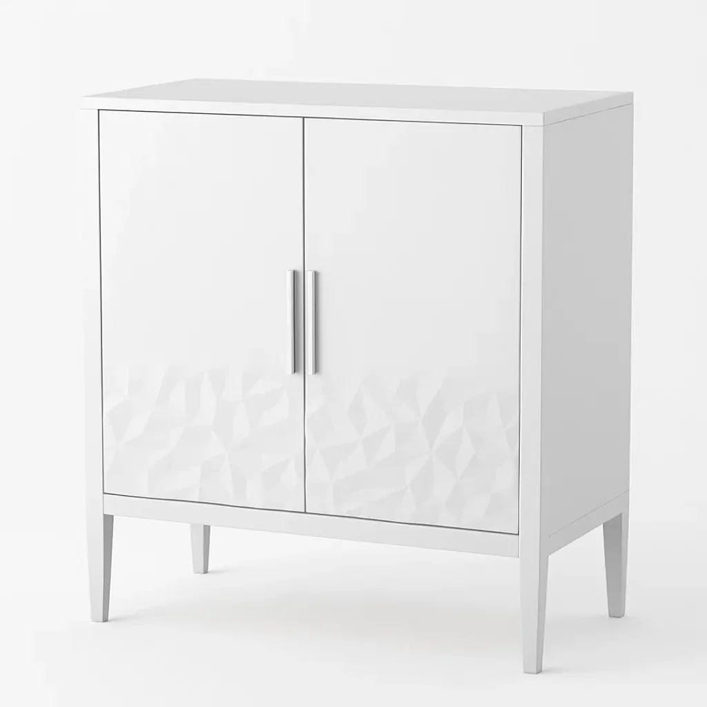 Meuble de rangement en bois blanc à deux portes (82x40x100 cm)