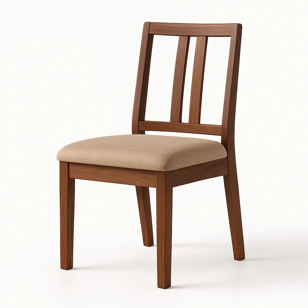 Chaise de salle à manger en bois avec assise en tissu beige