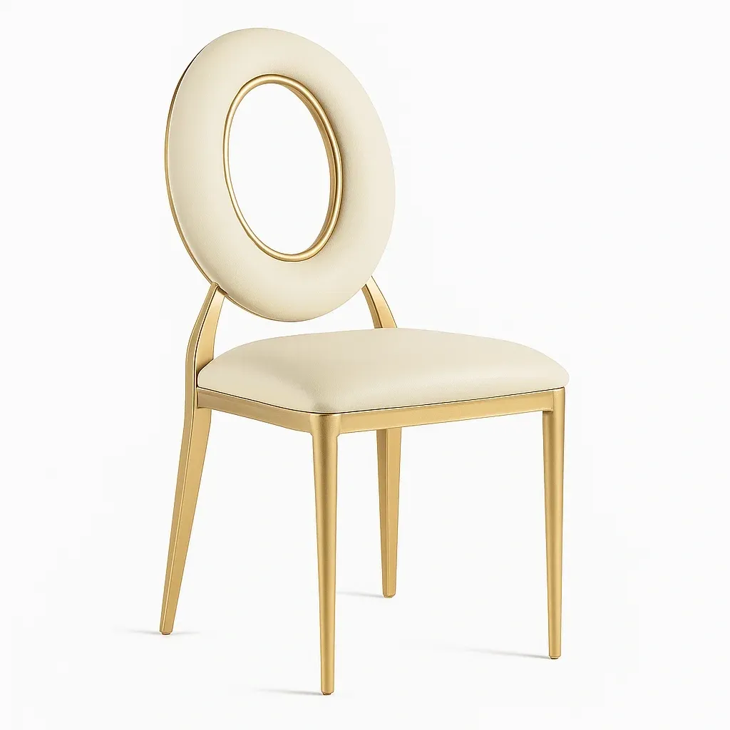 Chaise de salle à manger en métal beige