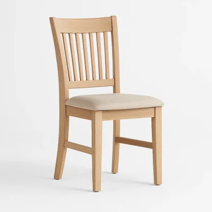 Chaise de salle à manger en chêne avec assise en polyester beige