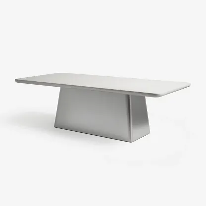 Table de salle à manger rectangulaire en acier inoxydable brossé (200x100x75 cm)