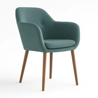 Fauteuil en tissu polyester avec pieds en bois de hêtre
