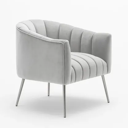 Fauteuil en velours avec pieds métalliques - gris