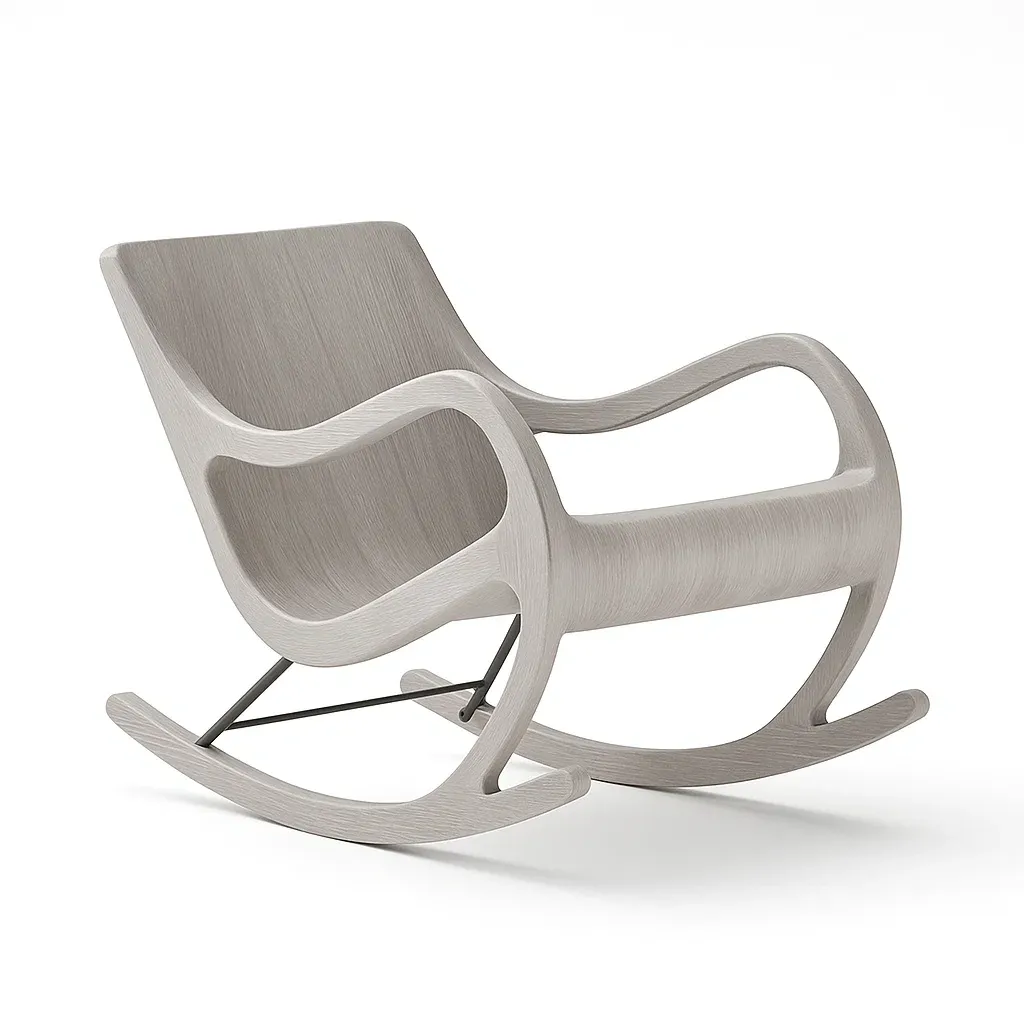 Fauteuil à bascule en bois clair, design moderne