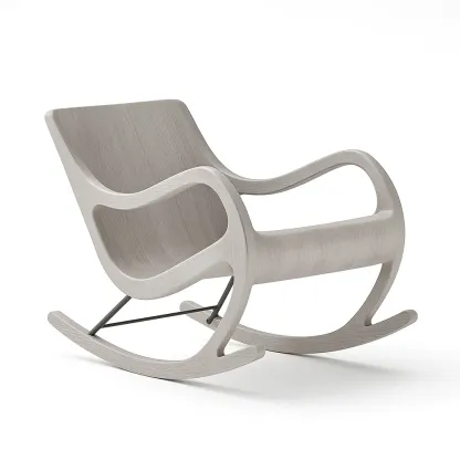 Fauteuil à bascule en bois clair, design moderne